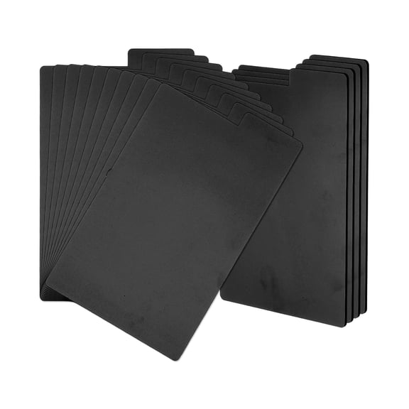 Uxcell Book Dividers with Tab, 11.3x7.3" Black Plastic Book Binder Index Card Files Dividers Separator with Sticker on for Storage Box Drawer Magazines Album Vinyl Record, 30Pcs