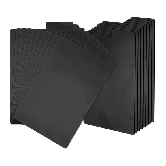 Uxcell Book Dividers with Tab, 11.3x7.3" Black Plastic Book Binder Index Card Files Dividers Separator with Sticker on for Storage Box Drawer Magazines Album Vinyl Record, 50Pcs