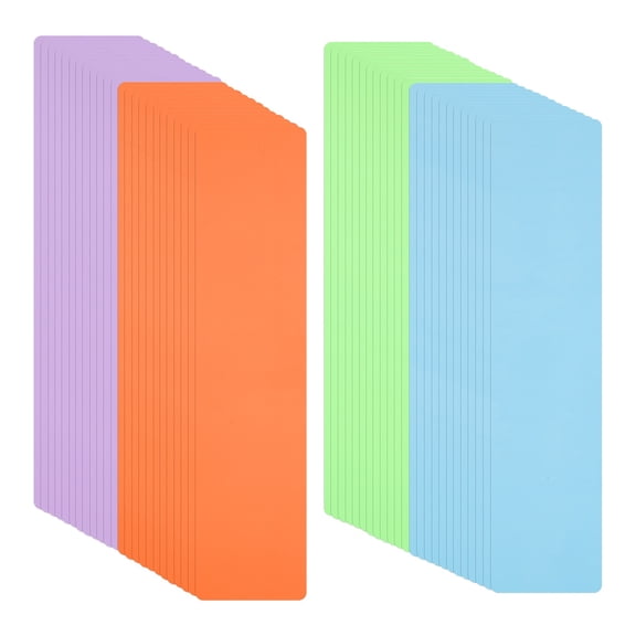 Uxcell Book Dividers with Tab, 11.8x3" Blue/Grass Green/Purple/Orange Plastic Book Binder Index Card Files Dividers Separator with Sticker on for Storage Box Drawer Magazines, 48Pcs