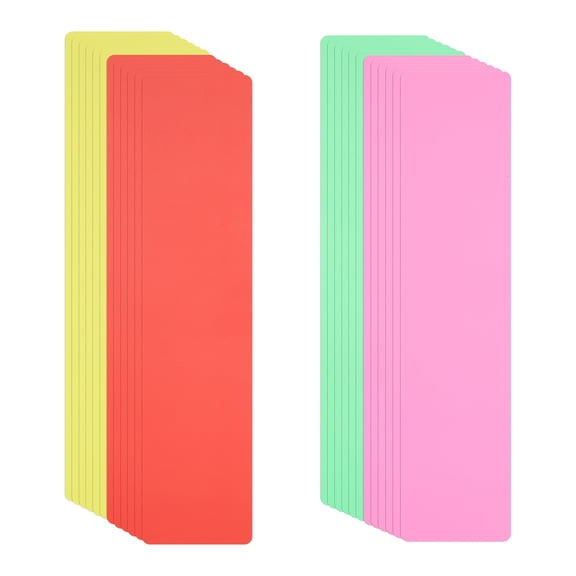 Uxcell Book Dividers with Tab, 11.8x3" Yellow/Red/Green/Pink Plastic Book Binder Index Card Files Dividers Separator with Sticker on for Storage Box Drawer Magazines Album, 24Pcs