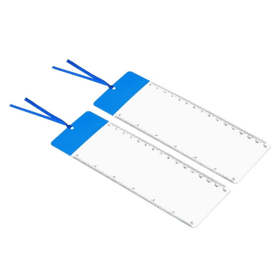 Uxcell Bookmark Magnifier with Ruler 3X Magnifying Sheet Page Magnifier Lens for Low Vision People Reading Blue 2 Pack