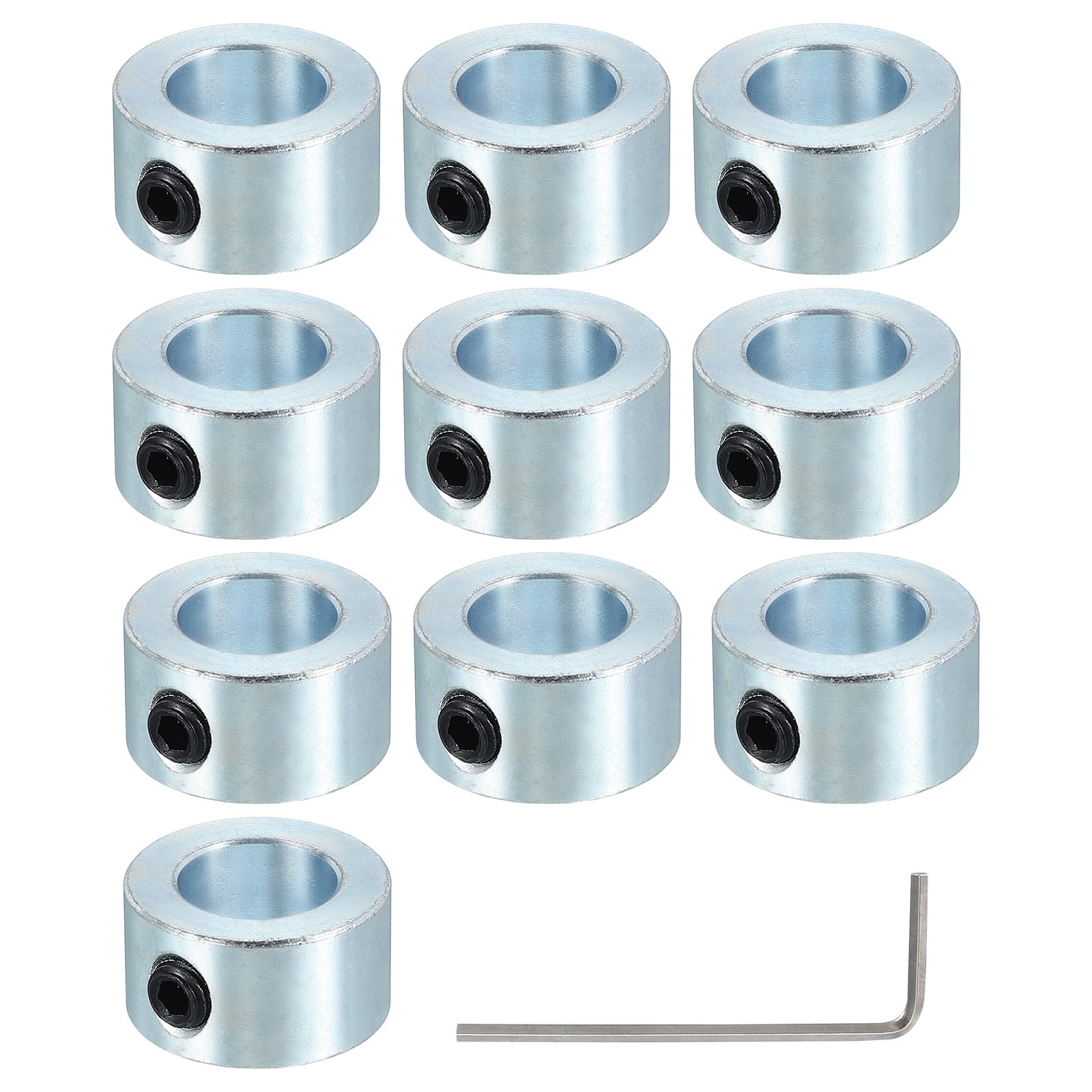 Uxcell Bore 1/4" Shaft Collar 1/2" OD 5/16" Width,Land Gear Stopper Wheel Collar with M4 Set Screw/Wrench,Silver 10Pcs