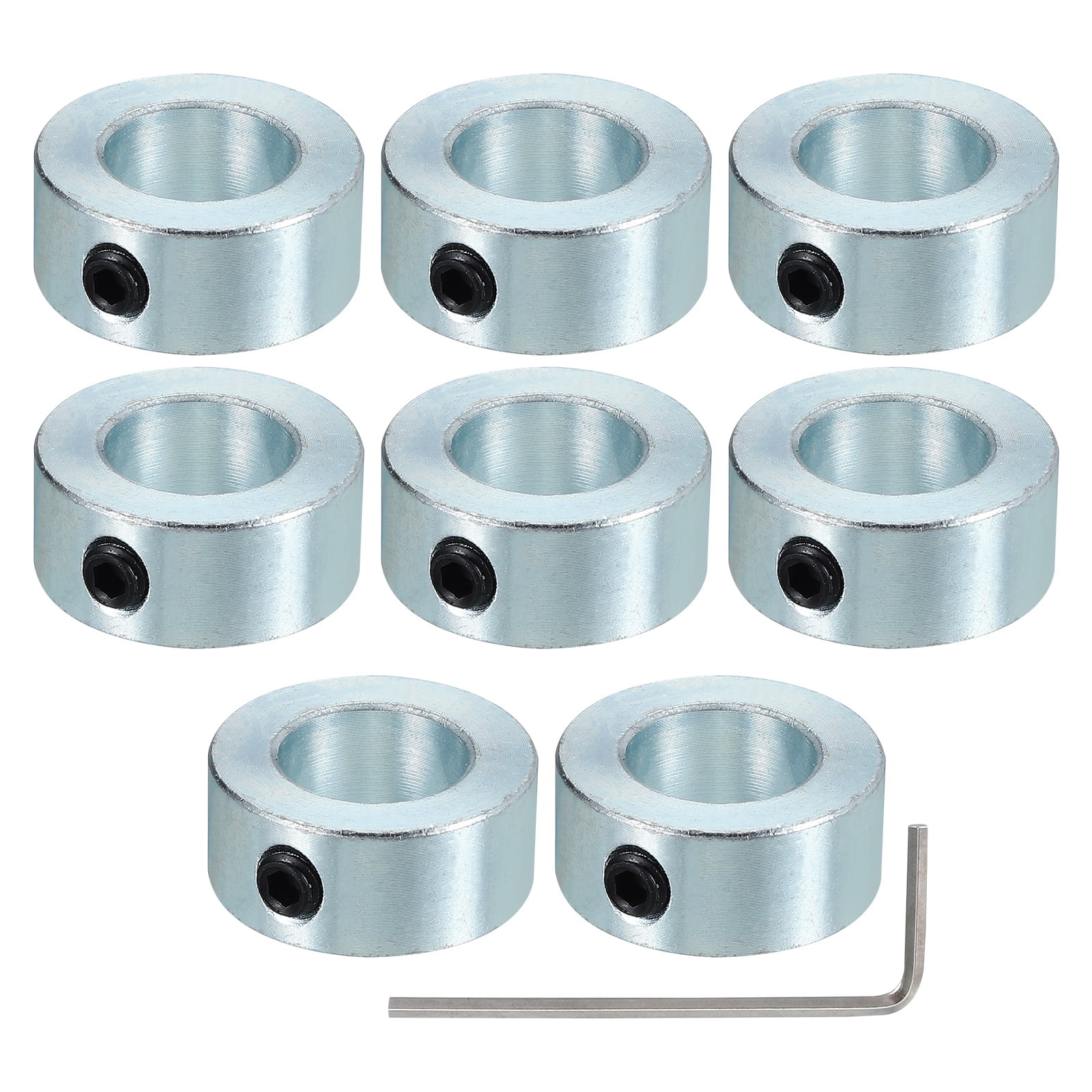 Uxcell Bore 3/8" Shaft Collar 13/16" OD 3/8" Width,Land Gear Stopper Wheel Collar with M5 Set Screw/Wrench,Silver 8Pcs