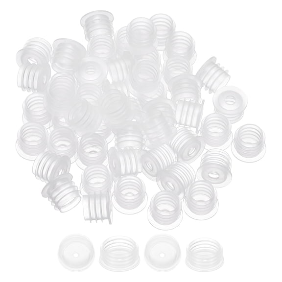 Uxcell Bottle Adapter 0.48", 50 Pcs Press in Bottle Adapter Plugs with 0.17" Hole for Oral Dispensers Liquid Oil Plastic Glass Bottles Stopper, Clear