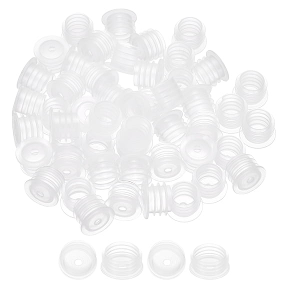Uxcell Bottle Adapter 0.54", 50 Pcs Press in Bottle Adapter Plugs with 0.12" Hole for Oral Dispensers Liquid Oil Plastic Glass Bottles Stopper, Clear