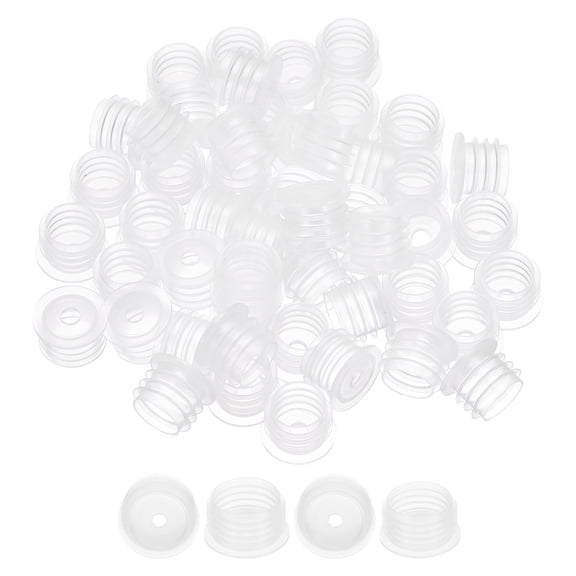 Uxcell Bottle Adapter 0.58", 50 Pcs Press in Bottle Adapter Plugs with 0.17" Hole for Oral Dispensers Liquid Oil Plastic Glass Bottles Stopper, Clear