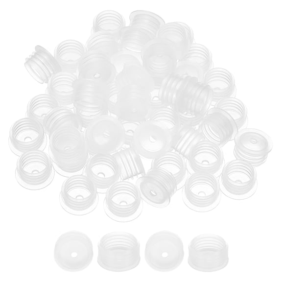 Uxcell Bottle Adapter 0.61", 50 Pcs Press in Bottle Adapter Plugs with 0.12" Hole for Oral Dispensers Liquid Oil Plastic Glass Bottles Stopper, Clear