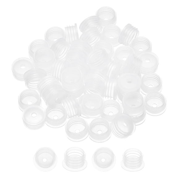Uxcell Bottle Adapter 0.79", 50 Pcs Press in Bottle Adapter Plugs with 0.17" Hole for Oral Dispensers Liquid Oil Plastic Glass Bottles Stopper, Clear