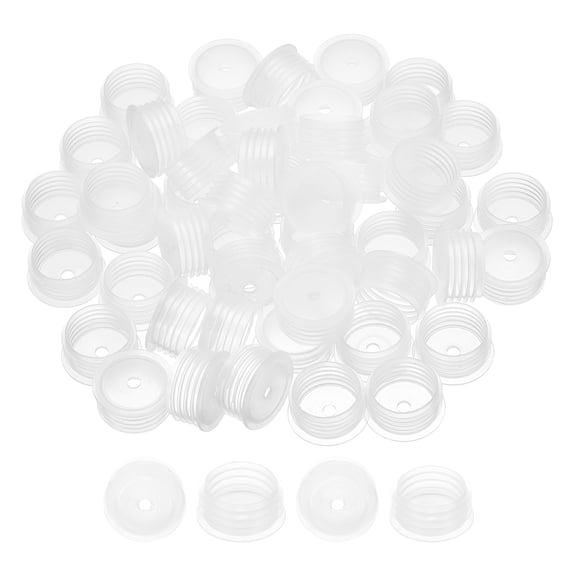 Uxcell Bottle Adapter 1", 50 Pcs Press in Bottle Adapter Plugs with 0.17" Hole for Oral Dispensers Liquid Oil Plastic Glass Bottles Stopper, Clear