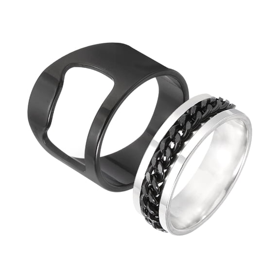 Uxcell Bottle Opener Rings Set, Titanium Steel Spinner Chain Ring Bottle Cap Opener Creative Finger Beer Opening Tool for Men Women Party Bar Present Decor Supplies, Size 12, Black