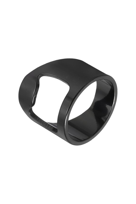 Bottle Opener Rings, Titanium Steel Ring Bottle Cap Opener Creative Finger Thumb Beer Opening Tool for Men Women Party Bar Present Decor Supplies Bartender Tools, Size 9, Black