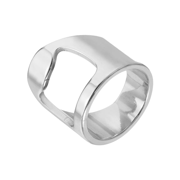 Uxcell Bottle Opener Rings, Titanium Steel Ring Bottle Cap Opener Creative Finger Thumb Beer Opening Tool for Men Women Party Bar Present Decor Supplies Bartender Tools, Size 7, Silver
