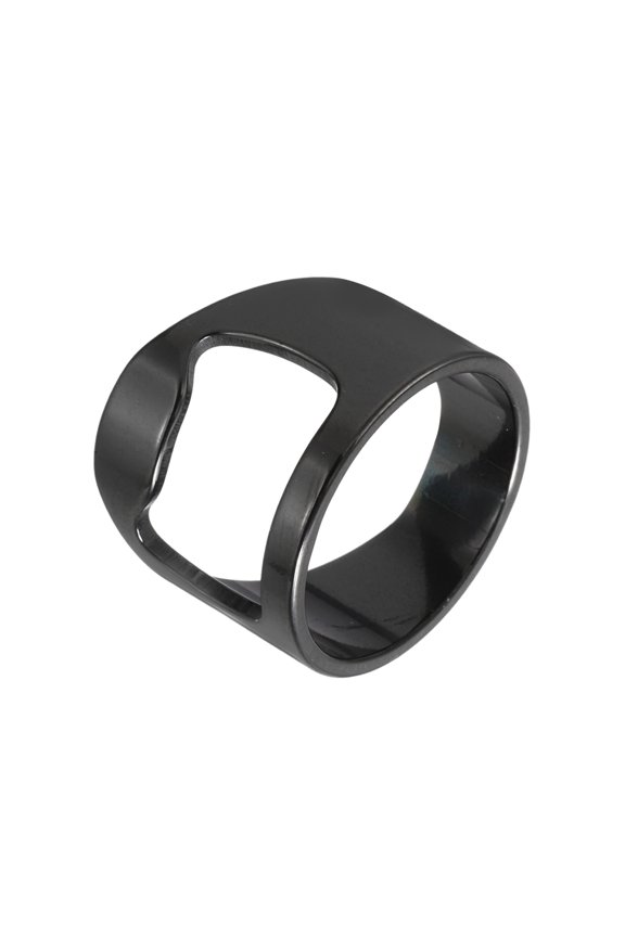 Bottle Opener Rings, Titanium Steel Ring Bottle Cap Opener Creative Finger Thumb Beer Opening Tool for Men Women Party Bar Present Decor Supplies Bartender Tools, Size 11, Black