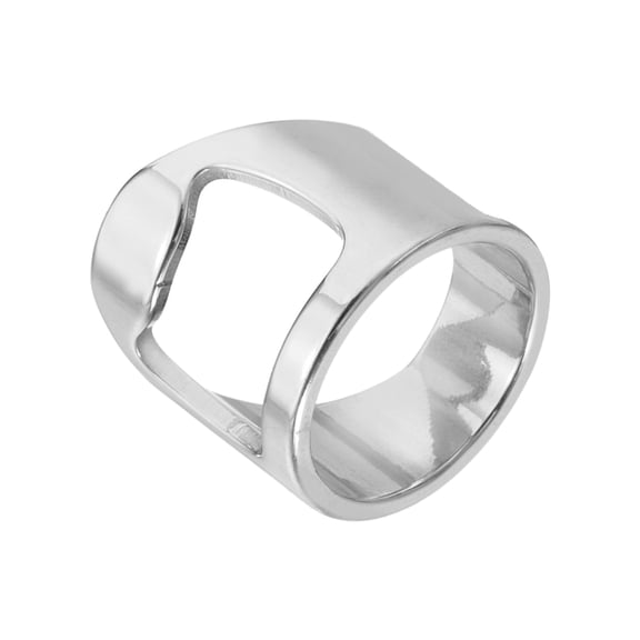 Uxcell Bottle Opener Rings, Titanium Steel Ring Bottle Cap Opener Creative Finger Thumb Beer Opening Tool for Men Women Party Bar Present Decor Supplies Bartender Tools, Size 6, Silver