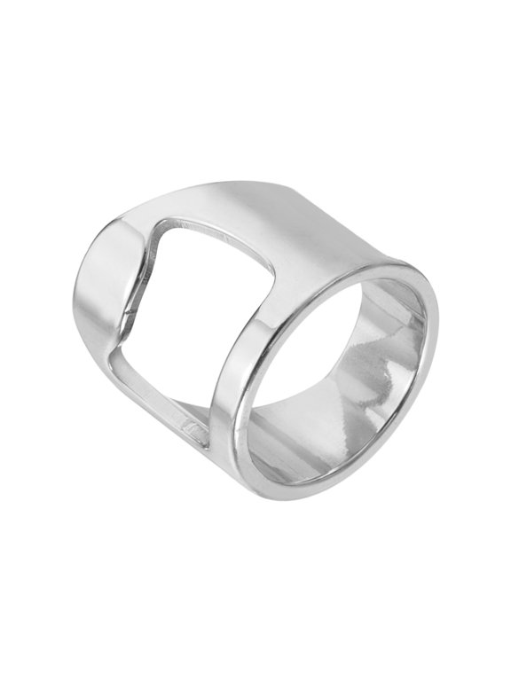 Bottle Opener Rings, Titanium Steel Ring Bottle Cap Opener Creative Finger Thumb Beer Opening Tool for Men Women Party Bar Present Decor Supplies Bartender Tools, Size 6, Silver