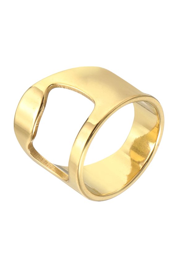 Bottle Opener Rings, Titanium Steel Ring Bottle Cap Opener Creative Finger Thumb Beer Opening Tool for Men Women Party Bar Present Decor Supplies Bartender Tools, Size 8, Gold
