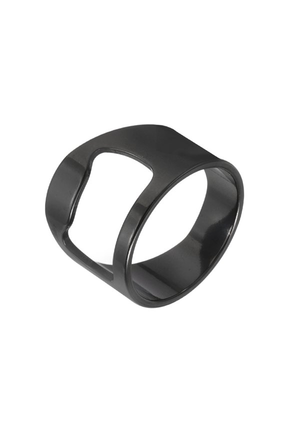 Bottle Opener Rings, Titanium Steel Ring Bottle Cap Opener Creative Finger Thumb Beer Opening Tool for Men Women Party Bar Present Decor Supplies Bartender Tools, Size 12, Black