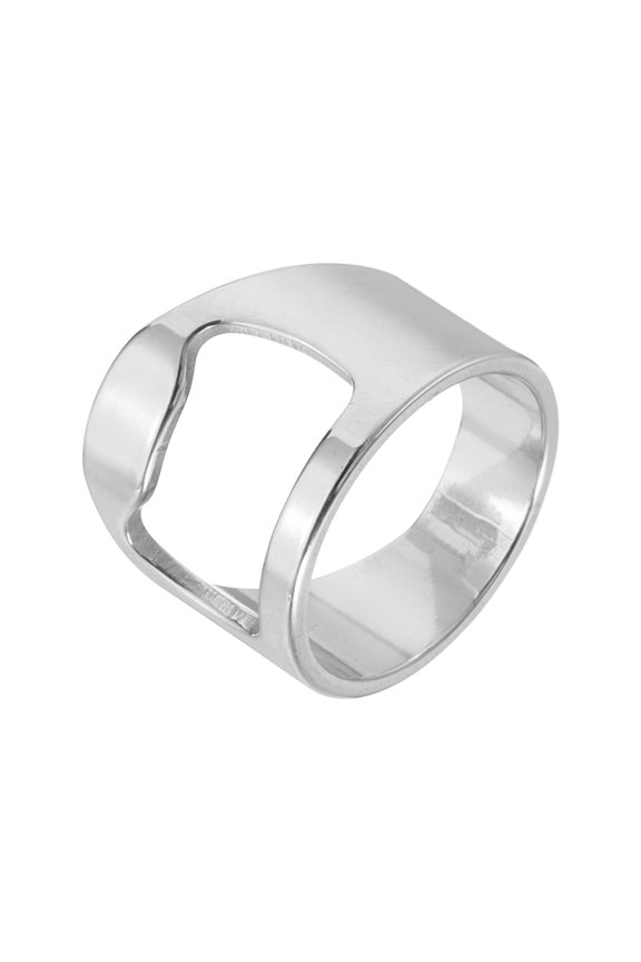 Bottle Opener Rings, Titanium Steel Ring Bottle Cap Opener Creative Finger Thumb Beer Opening Tool for Men Women Party Bar Present Decor Supplies Bartender Tools, Size 10, Silver