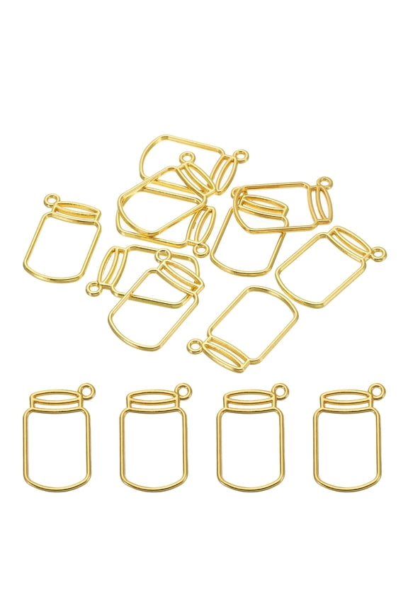Bottle Shape Alloy Open Back Bezel Pendants DIY Hollow Frame, Gold Tone 30 Pack