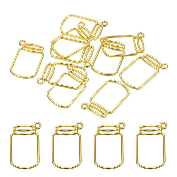 Uxcell Bottle Shape Alloy Open Back Bezel Pendants DIY Hollow Frame, Gold Tone 30 Pack