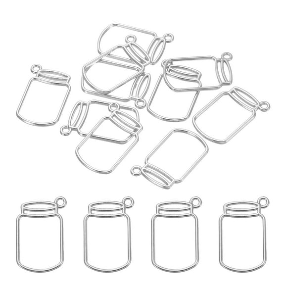 Uxcell Bottle Shape Alloy Open Back Bezel Pendants DIY Hollow Frame, Light Silver 30 Pack
