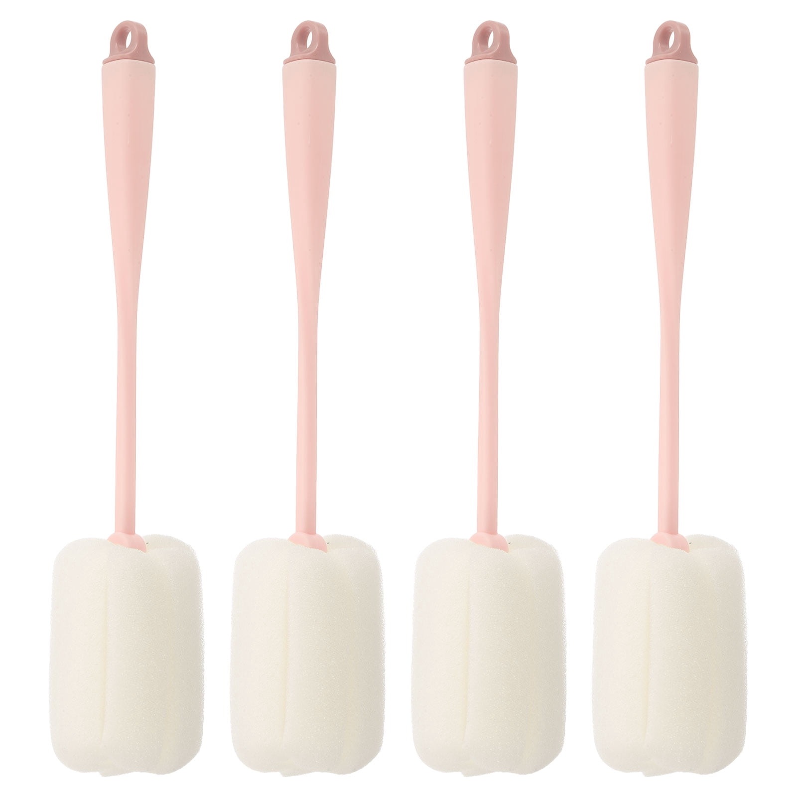 Uxcell Bottle Soft Brush,4 Pcs - 10'' Cleaner Brush with Soft Sponge, Cup Cleaner Brush (Pink)