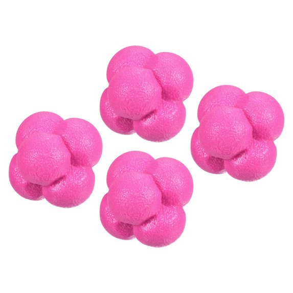 Uxcell Bounce Reaction Balls, Coordination Training Ball Agility Trainer TPR High Difficulty, Pink 4 Pack