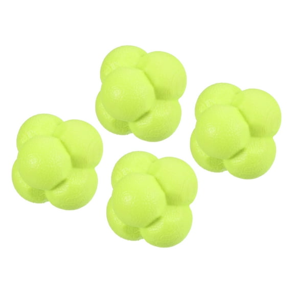 Uxcell Bounce Reaction Balls, Coordination Training Ball Agility Trainer TPR High Difficulty, Yellow 4 Pack
