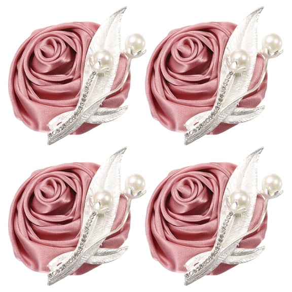 Uxcell Boutonnieres for Men/Women Groom Corsage Artificial Flower with Mount Pin for Wedding Decoration Rose Gold