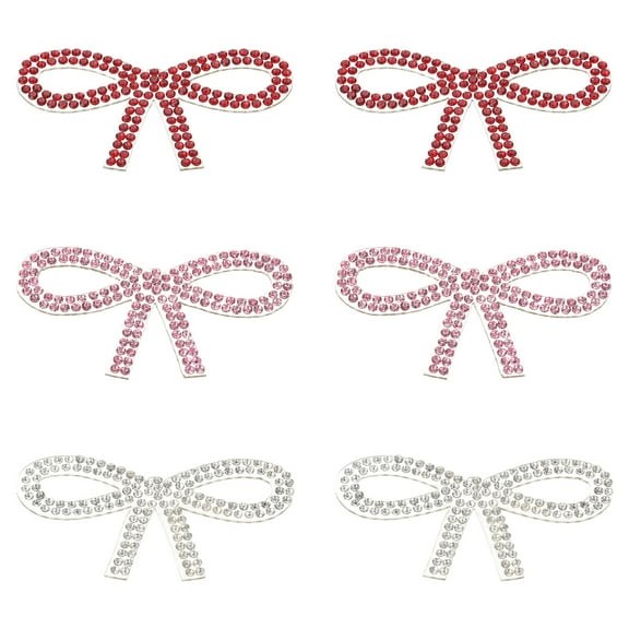 Uxcell Bow Rhinestone Stickers, 6 Pcs Self Adhesive Bow Shape Glitter Decals for Water Bottle Charm, Mug Decorations, Multicolored