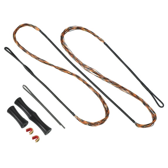 Uxcell Bow String Replacement with 2 Pcs Brass Nocks 1 Set of Silicone Finger Tab for Traditional Long Bow Recurve Bow Strings Black-Brown AMO 60"