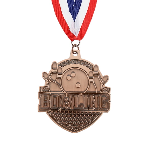 Bowling Games Copper Award Medals with Ribbons, Winner Medals Prizes for Competitions Sports Copper