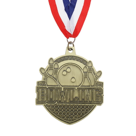 Bowling Games Gold Award Medals with Ribbons, Winner Medals Prizes for Competitions Sports Gold