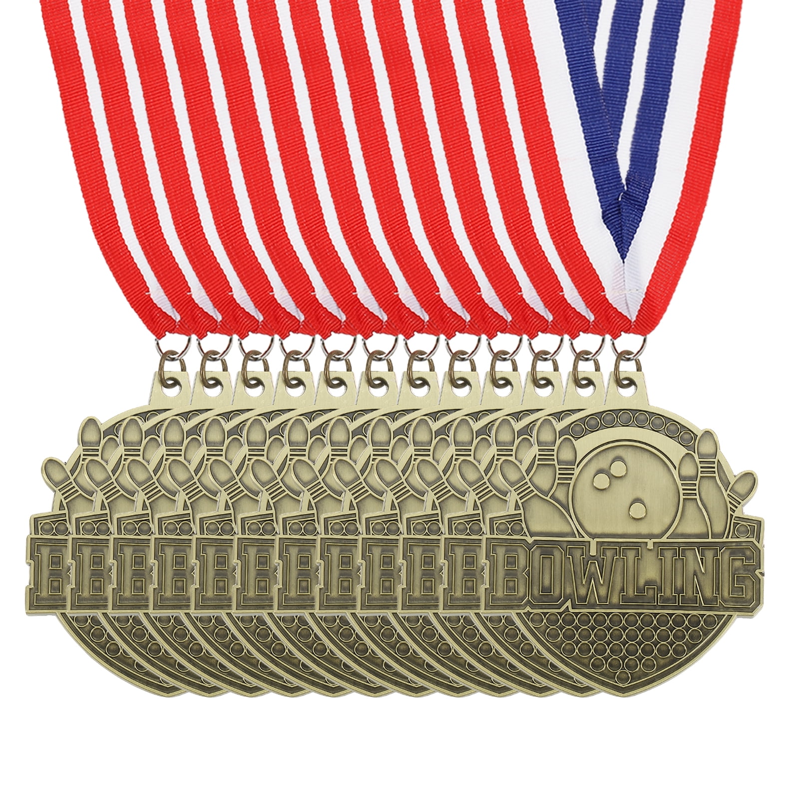 Uxcell Bowling Games Award Medals with Ribbons, Winner Medals Prizes for Competitions Sports Party Gold
