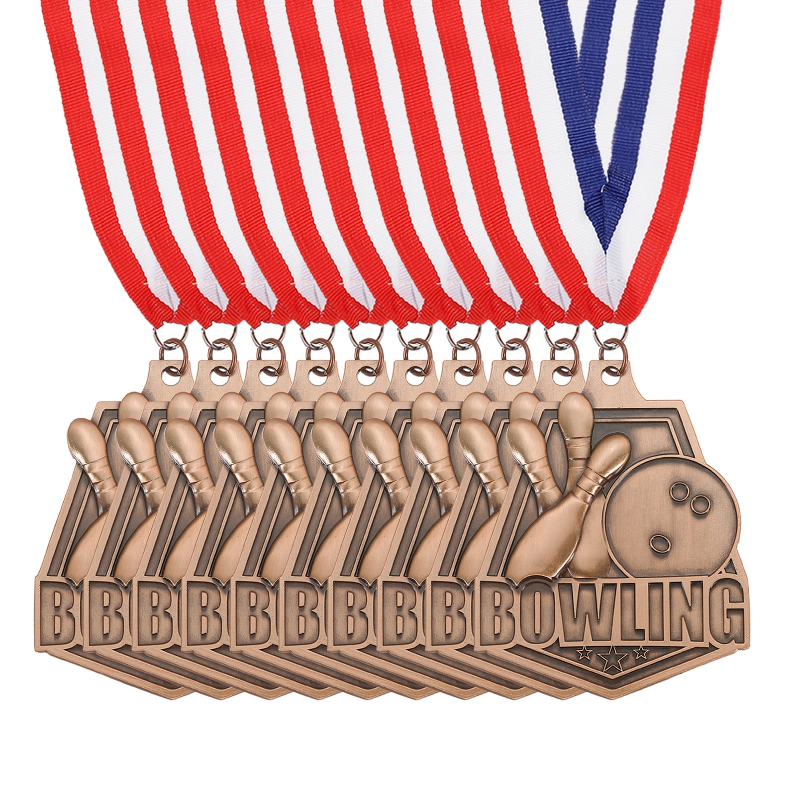 Uxcell Bowling Games Embossing Award Medals with Ribbons, Winner Medals Prizes for Competitions Sports Party Red