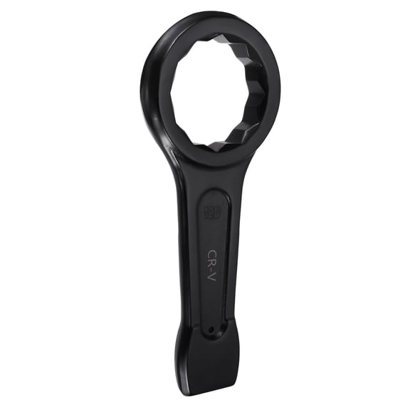 Uxcell Box End Striking Ring Wrench 120mm Metric CR-V Steel 12-Point Flat Strike Wrench Baking Paint Single Head Spanner Hand Tool for Mechanical Automotive Repair