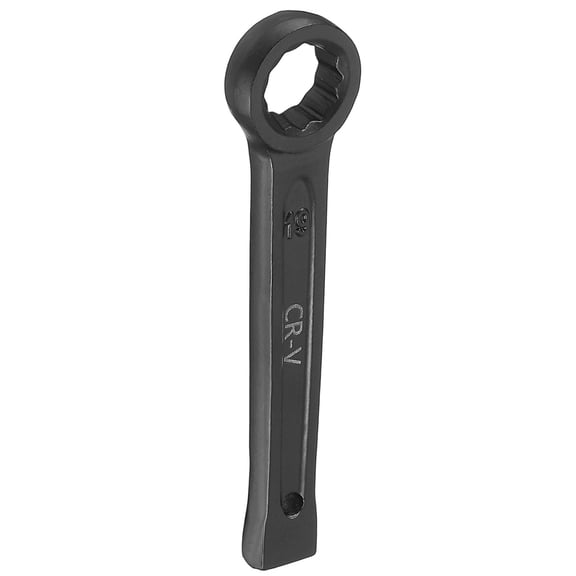 Uxcell Box End Striking Ring Wrench 19mm Metric CR-V Steel 12-Point Flat Strike Wrench Baking Paint Single Head Spanner Hand Tool for Mechanical Automotive Repair