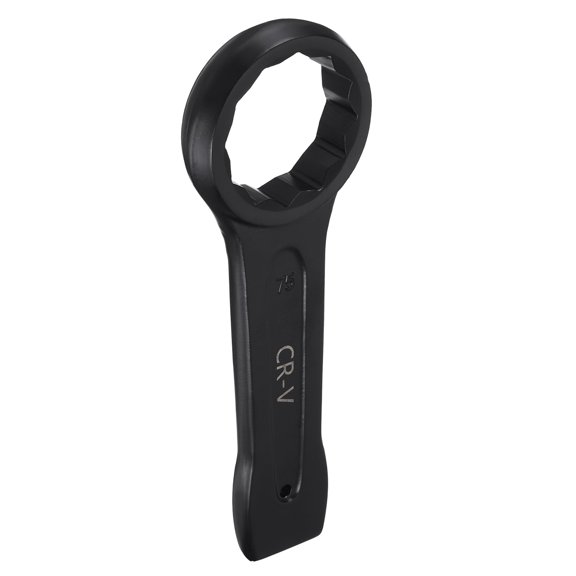 Uxcell Box End Striking Ring Wrench 75mm Metric CR-V Steel 12-Point Flat Strike Wrench Baking Paint Single Head Spanner Hand Tool for Mechanical Automotive Repair