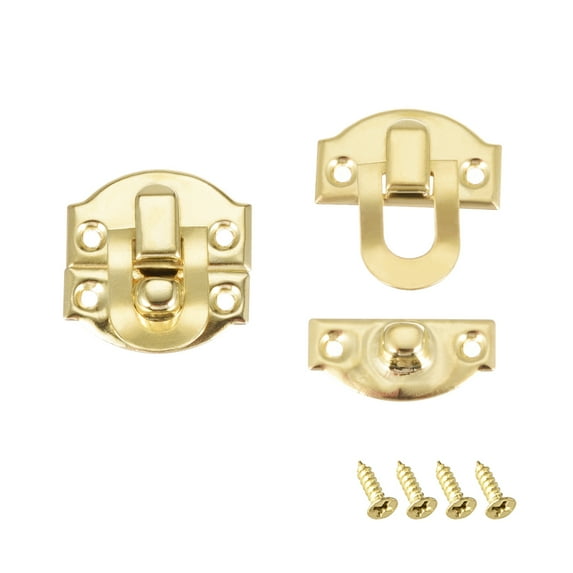 Uxcell Box Latch, Small Size Golden Decorative Hasp Cases Catch w Screws 2Pcs