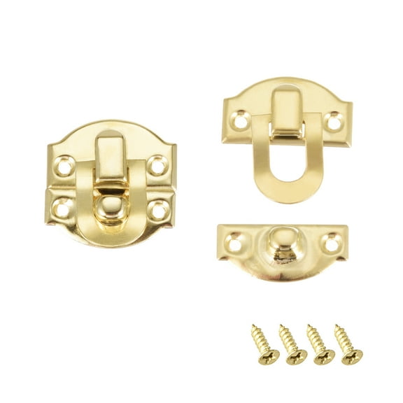 Uxcell Box Latch, Small Size Golden Decorative Hasp Cases Catch w Screws 2Pcs