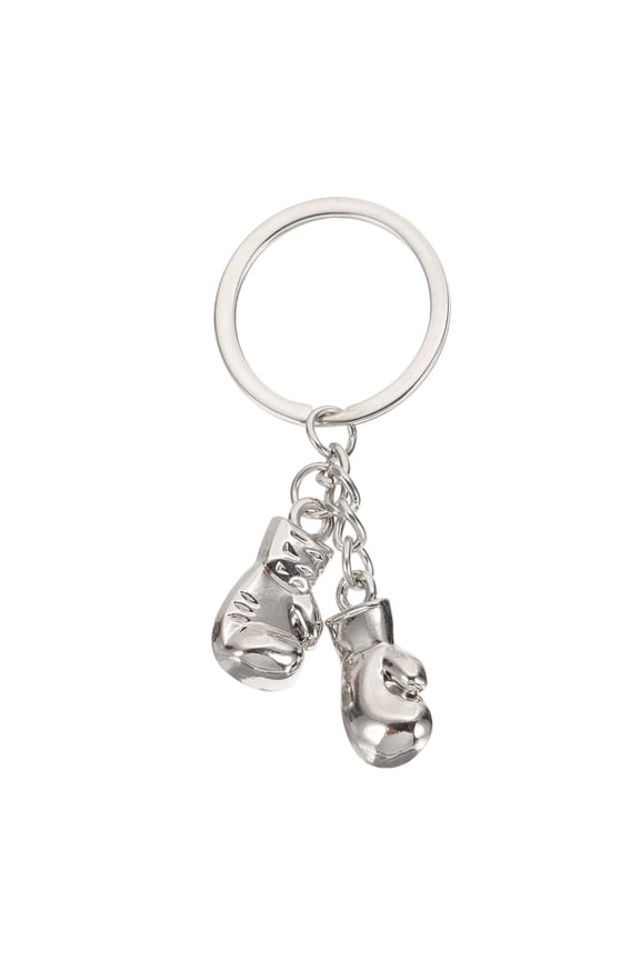 Boxing Gloves Keychain, Mini Cute Sports Key Ring Bag Backpack Decor for Men Women Gifts, Silver