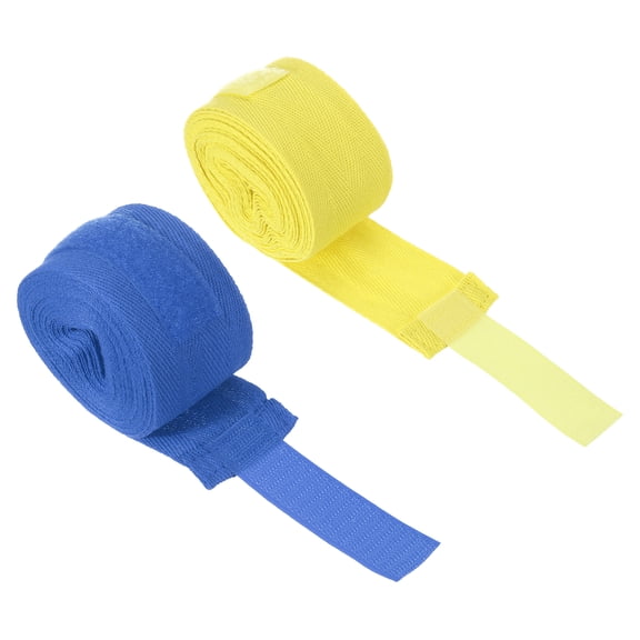 Uxcell Boxing Hand Wraps 1 Set 197 Inch Length Elastic Boxing Wraps Cotton Fist Mitts Wrist Straps Protection, Blue Yellow