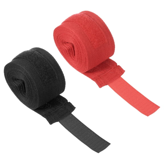 Uxcell Boxing Hand Wraps 1 Set 197 Inch Length Elastic Boxing Wraps Cotton Fist Mitts Wrist Straps Protection, Red Black