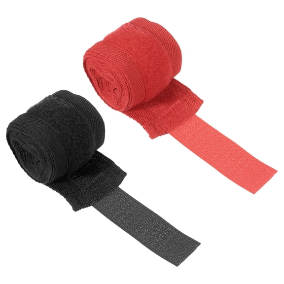 Uxcell Boxing Hand Wraps 1 Set 98 Inch Length Elastic Boxing Wraps Cotton Fist Mitts Wrist Straps Protection, Red Black