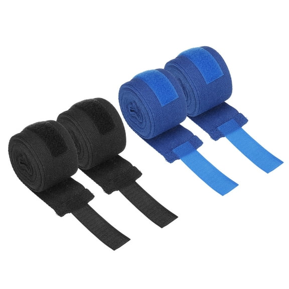 Uxcell Boxing Hand Wraps, 197 Inch Length Elastic Boxing Wraps Cotton Fist Mitts Wrist Straps Protection, Black/Blue