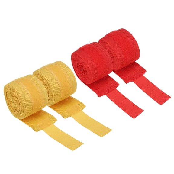 Uxcell Boxing Hand Wraps, 197 Inch Length Elastic Boxing Wraps Cotton Fist Mitts Wrist Straps Protection, Red/Yellow