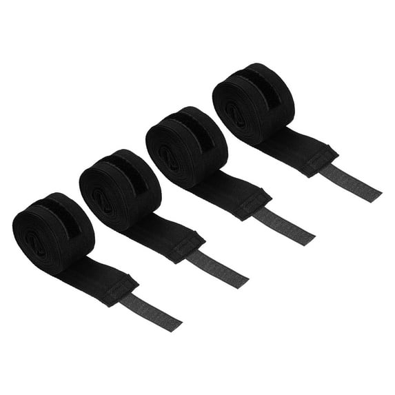 Uxcell Boxing Hand Wraps 197" Length Elastic Martial Arts Fist Bandages for Kickboxing, Black 4 Pack