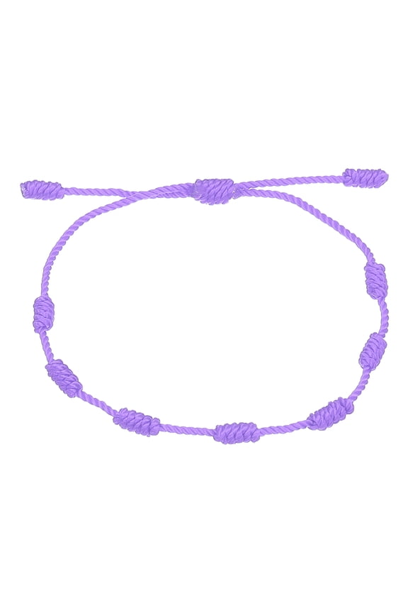 Bracelet 7 Knot, Handmade Adjustable String Protection Good Luck Cord Braided Bracelet for Women Men Gift, Purple