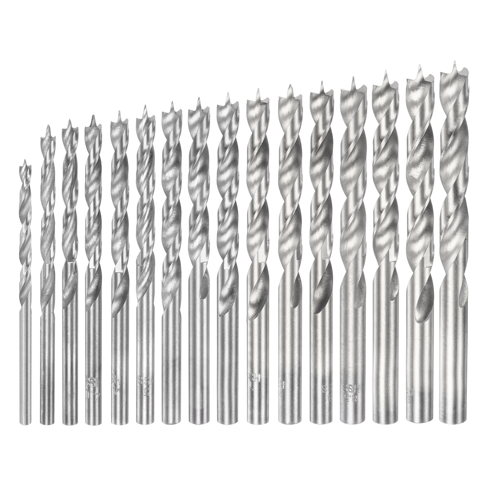 Uxcell Brad Point Drill Bit 2.5/3/3.5/4/4.5/5/5.5/6/6.5/7/7.5/8/8.5/9/9.5/10mm Dia Straight Round Shank Drill Metric Brad Point Spiral Twist Drill Bits for Woodworking, 16 In1 Set