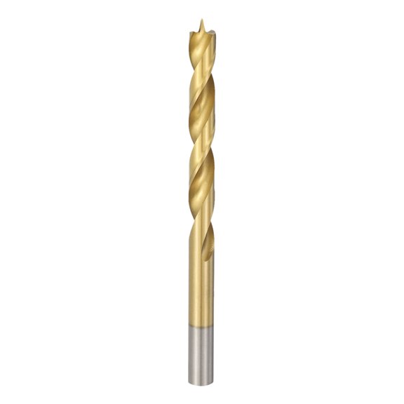 Uxcell Brad Point Drill Bit 8mm Round Shank High Speed Steel Gold HSS Metric Drill Bit, Spiral Twist Drilling Tool, for Woodworking Plastic, Bradpoint Antiwalk Positioning